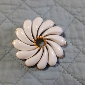 White Thermaset Circle Brooch